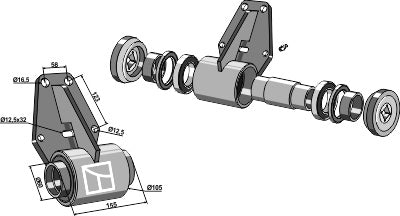 Bearing compl. for 30x30 square shaft without flange