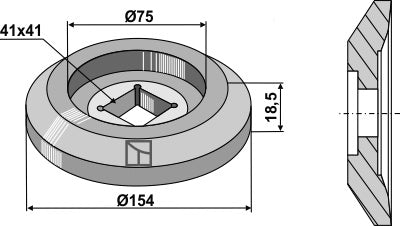 Flens utvendig Ø154