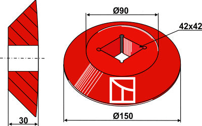 Endeskive - innover for 40x40 firkantet skaft