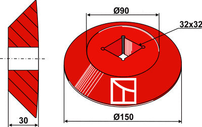 Ändskiva – inåt för 30x30 kvadratisk axel