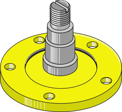 Lagerfläns med axel