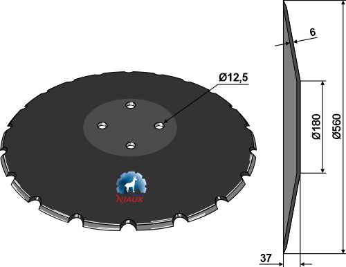 Konkav skive Ø560x6 - takket