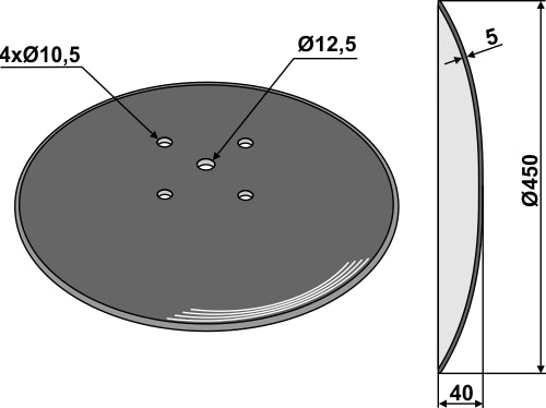 Plain disc Ø450x5 for beet lifters