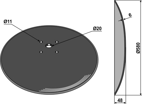 Plain disc Ø580x6 for beet lifters