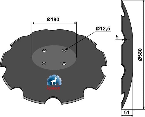 Notched disc - Ø580x5