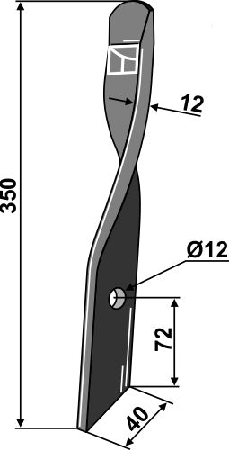 Harrow-blade for Dyna-Drive, right