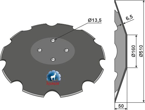 Notched disc Ø510x6,5