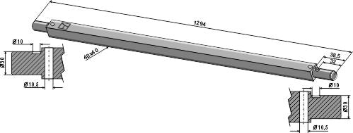 Square shaft 40x40 - 1294mm