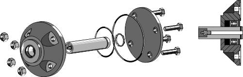 Deep groove ball bearing for coulters compl. with shaft Ø30mm