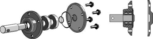 Sporkulelager for labb komplett med aksel Ø25 mm