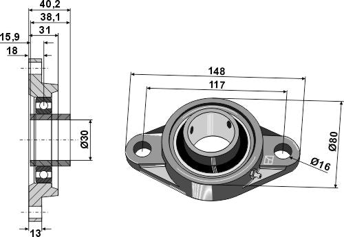 Tension bearing UCFL - Ø30