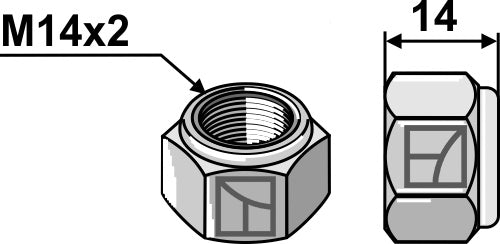 Itselukittuva kuusikulmainen mutteri - M14