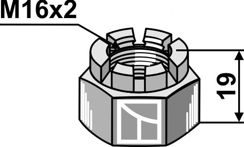 Sekskantet slotmøtrik - M16