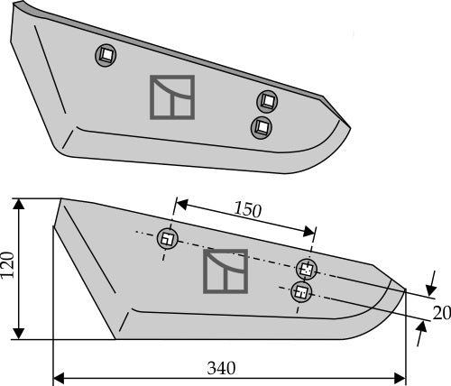 Beet lifter share, left model