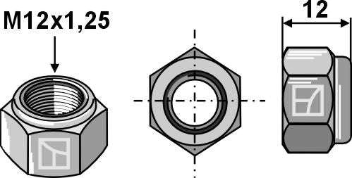 Självlåsande sexkantsmutter – M12x1,25 – 10,9