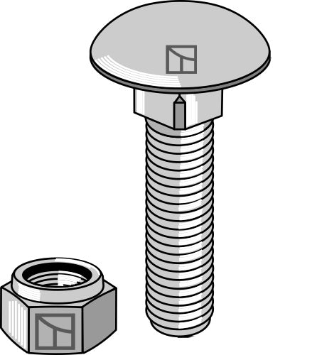 Skruv med skålhuvud M10x1,5x35 med självlåsande muttrar