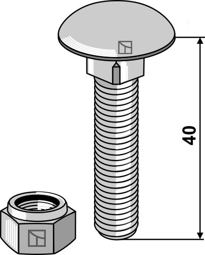 Saucer-head screw M10x1,5x40 with self-locking nuts