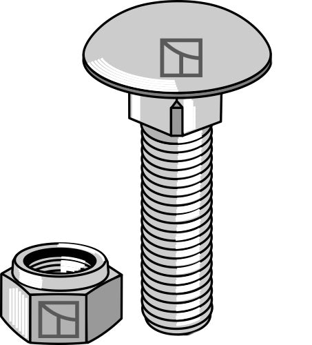 Skruv med skivhuvud M8x1,25x25 med självlåsande muttrar