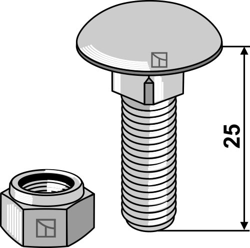 Lautasruuvi M10x1,5x25 itselukittuvilla muttereilla