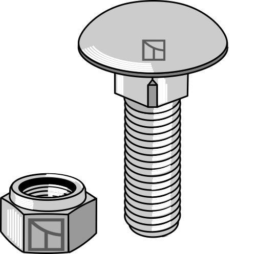 Skruv med skruvhuvud M10x1,5x25 med självlåsande muttrar