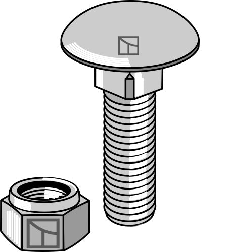 Skruv med skålhuvud M8x1,25x20 med självlåsande muttrar