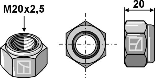 Självlåsande sexkantsmutter – M20x2,5 – 10,9