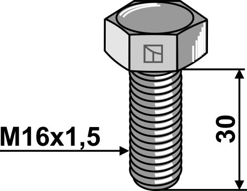 Sekskantbolt med metrisk fingjenge - M16x1,5X30 - 10.9