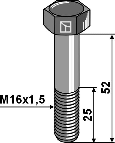 Sexkantskruv med metrisk fin gänga – M16x1,5x52 – 12,9