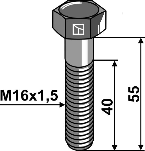 Sexkantskruv med metrisk fin gänga – M16x1,5X55 – 12,9