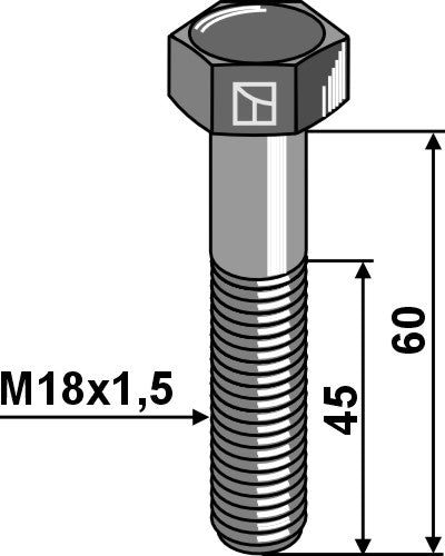 Sexkantskruv med metrisk fin gänga – M18x1,5x60 – 10,9