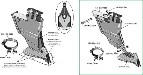 Komplet sæt m. spids & holder -  sædekorn & gødning (C - tand)