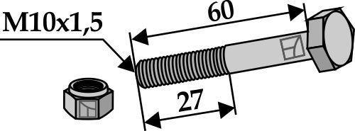 Hexagon bolt M10x1,5x60 with self-locking nut