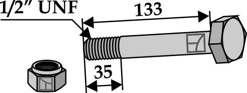 Hexagon Bolt with self-locking nut - 1/2''UNF