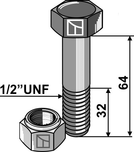 Bolt with self-locking nut - 1/2''UNF