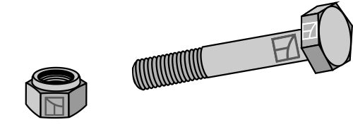 Sekskantbolt M12x1,75x65 med selvlåsende mutter