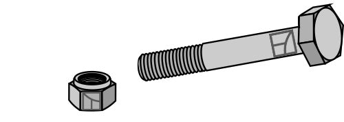 Kuusiokantapultti M12x1,75x70 itselukittuvalla mutterilla