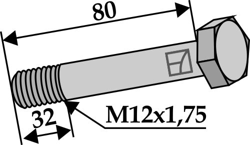 Hexagon Bolt M12x1,75x80 with self-locking nut