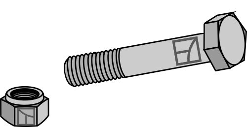 Hexagon Bolt M16x2x70 with self-locking nut
