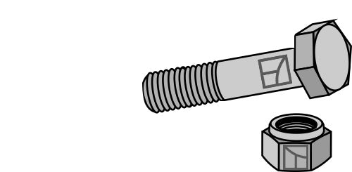 Sekskantbolt M18x2,5x75 med selvlåsende møtrik