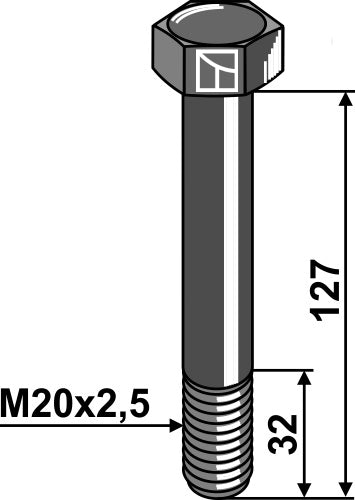Bolt M20x2,5x127 - 10.9