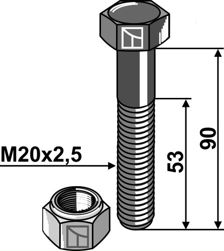 Bolt with self-locking nut - M20 - 10.9