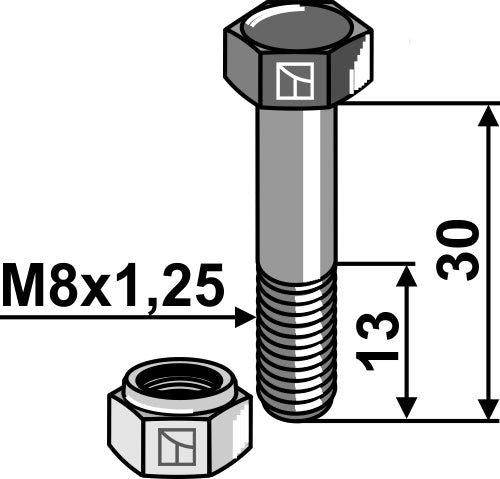 Hexagon Bolt M8x1,25x30 with self-locking nut