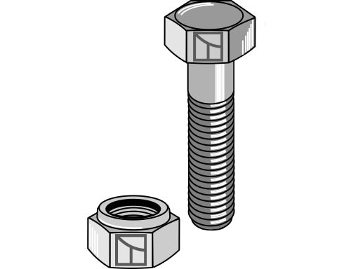 Sekskantbolt M8x1,25x35 med selvlåsende mutter