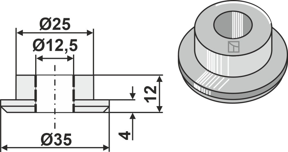 External bush 12xØ12,5xØ35
