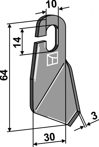 Wing-knifev 64x30mm - left model