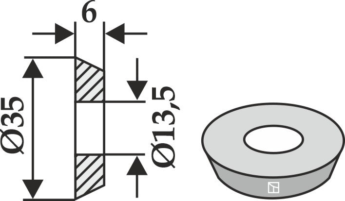 Bricka Ø35x6xØ13,5