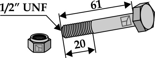 Bolt with self-locking nut - 1/2''UNF