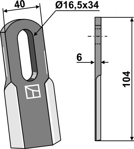 Rakt blad 104 x 40 mm