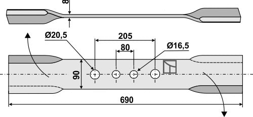 Mover-blade 690mm - right