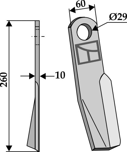 Flail 260x60mm - left